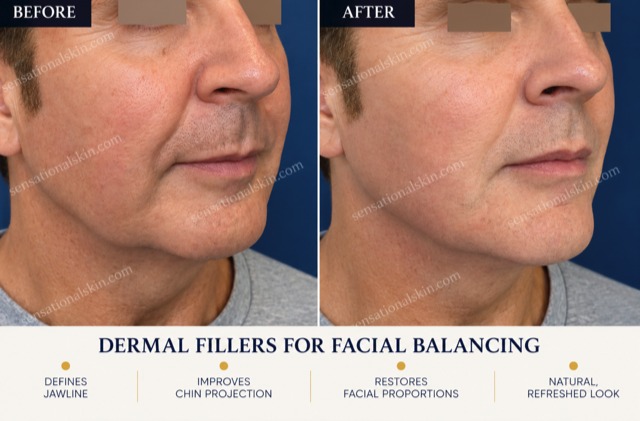 Before and after: Men's jawline and chin filler, Sensational Skin patient
