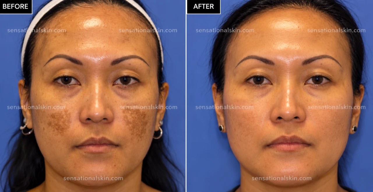 Before and after: Pigmentation treatment, Sensational Skin patient