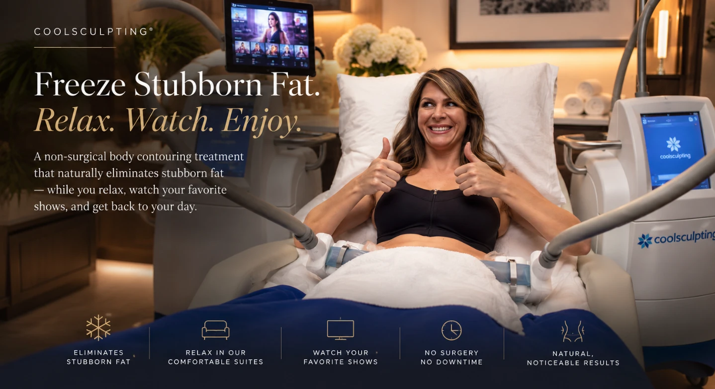CoolSculpting at Sensational Skin: freeze stubborn fat. Relax, watch your favorite shows, enjoy.